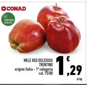 Conad Conad Mele Red Delicious Trentino origine Italia 1° categoria cal. 75/80 offerta