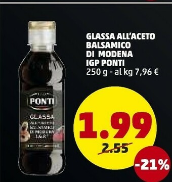 Ponti Glassa Gastronomica All'Aceto Balsamico Di Modena IGP 250 G(ml)