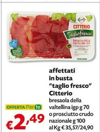 Pam Citterio Bresaola Della Valtellina IGP 70 G(ml) offerta
