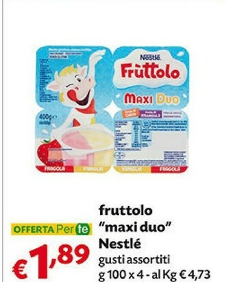 Pam Nestlè Fruttolo Maxi Duo Fragola E Pesca 400 G(ml) offerta