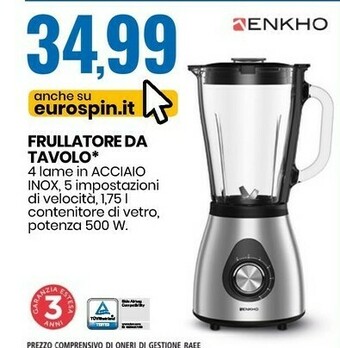 Eurospin Enkho Frullatore Da Tavolo offerta
