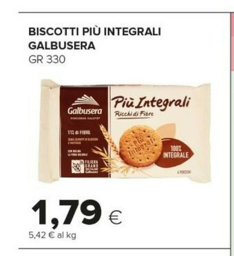 Tigre Galbusera Più Integrali Frollino 100% Integrale Con Grani Antichi 330 G(ml) offerta