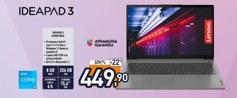 Unieuro Lenovo Ideapad 3 82H801BEIX offerta