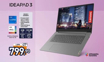 Unieuro Lenovo Ideapad 3 82H900RPIX offerta