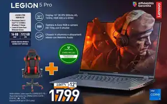 Unieuro Lenovo Legion 5 Pro 82RF00L5IX offerta