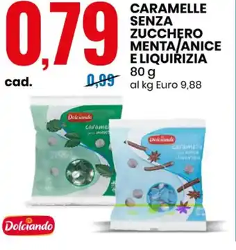 Eurospin Dolciando Caramelle Senza Zucchero Menta/Anice e Liquirizia 80 g offerta