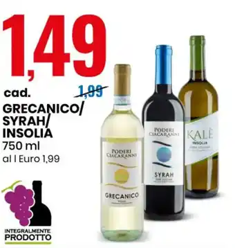 Eurospin Grecanico/Syrah/Insolia 750 ml offerta