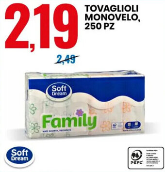 Soft Dream Tovaglioli Monovelo, 250 pz