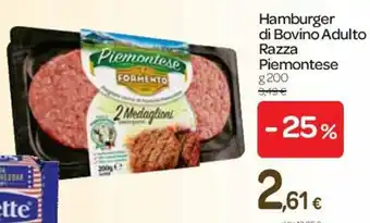 Carrefour Piemontese Hamburger di Bovino Adulto Razza 200g offerta