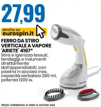 Eurospin Ariete 4167 Ferro da Stiro Verticale a Vapore offerta