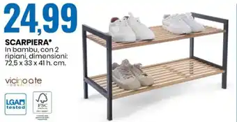 Eurospin Scarpiera In bambu, con 2 ripiani offerta