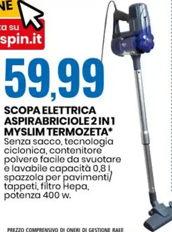 Scopa Elettrica Aspirabriciole 2 in 1 Myslim Termozeta