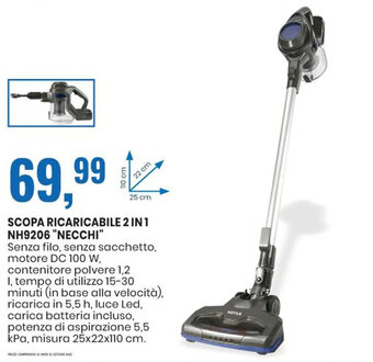 Eurospin Necchi Scopa Ricaricabile 2 in 1 NH9206 offerta