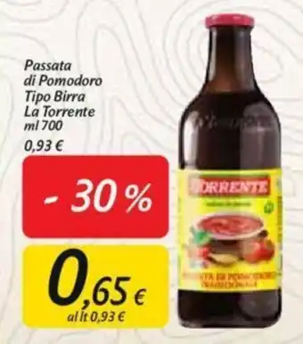 Carrefour La Torrente Passata di Pomodoro Tipo Birra 700ml offerta