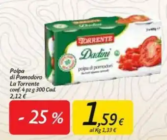 Carrefour La Torrente Polpa di Pomodori 4pz 300g offerta