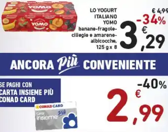 Yomo Lo Yogurt Italiano Banane-Fragole-Ciligie e Amarene-Albicocche 125 g x 8