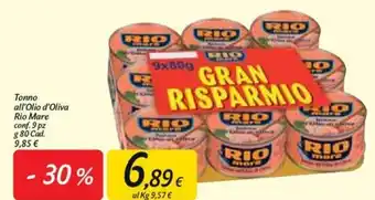 Carrefour Rio Mare Tonno All'Olio D'Oliva 9pz 80g offerta