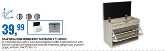 Eurospin Scarpiera con Scomparto Superiore e Cuscino offerta