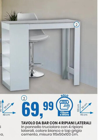 Eurospin Tavolo da Bar con 4 Ripiani Laterali offerta
