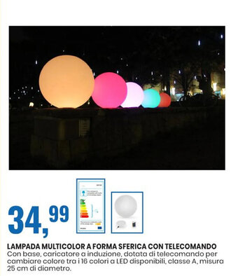 Eurospin Lampada Multicolor a Forma Sferica con Telecomando offerta