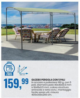 Eurospin Gazebo Pergola con 5 Pali offerta