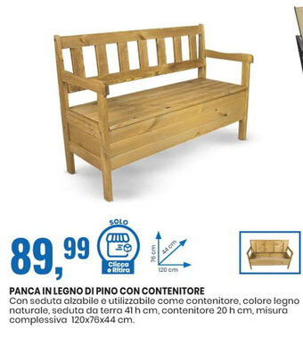 Panca in Legno di Pino con Contenitore