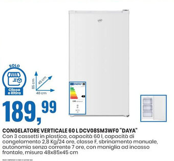 Daya Congelatore Verticale 60 L DCV08SM3WF0