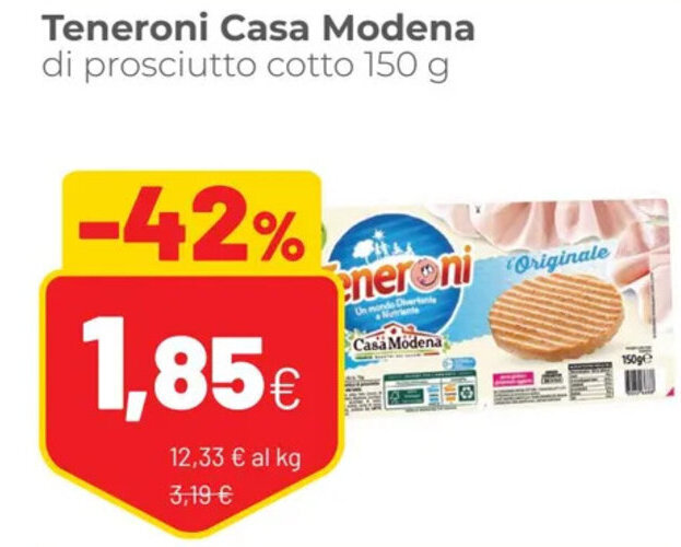 Casa Modena Teneroni di prosciutto cotto 150 g offerta di Coop