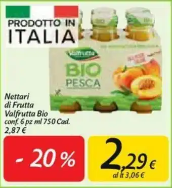 Carrefour Valfrutta Bio Nettari di Frutta 6pz 750ml offerta