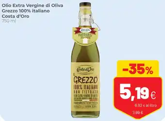 Coop Costa d'Oro Olio Extra Vergine di Oliva Grezzo 100% italiano 750 ml offerta