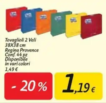 Carrefour Regina Provence Tovaglioli 2 Veli 38x38cm 44pz offerta