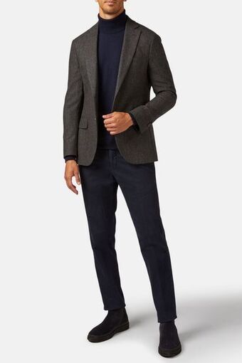 Green jacket in herringbone weave wool
