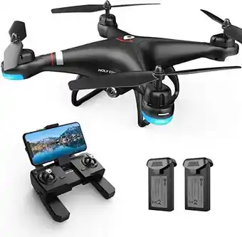 Holy stone hs110g drone gps con fotocamera 1080p hd live per bambini, quadricottero radiocomandato con follow me, 2 batter...