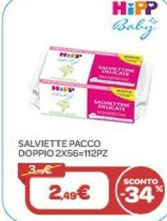 Bimbo Store Hipp Baby Salviette Pacco Doppio offerta