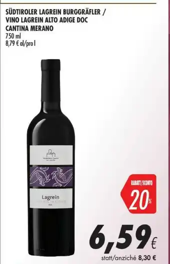 Coop Merano Vino Lagrein Alto Adige Doc offerta