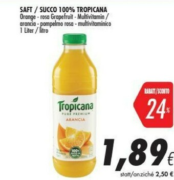 Coop Tropicana Pure Premium Arancia 1000 G(ml) offerta