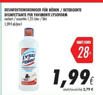 Coop Lysoform Detergente Disinfettante Per Pavimenti offerta