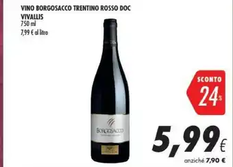 Coop Vivallis Vino Borgosacco Trentino Rosso DOC 750 Ml offerta