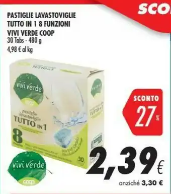 Coop Vivi verde coop Pastiglie Lavastoviglie Tutto In 1 8 Funzioni offerta