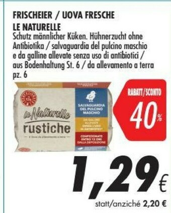 Coop Le Naturelle 6 Uova Grandi Fresche Da Allevamento A Terra offerta