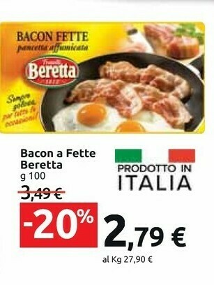 Carrefour Market Fratelli Beretta - Bacon Fette Pancetta Affumicata 100 G(ml) offerta