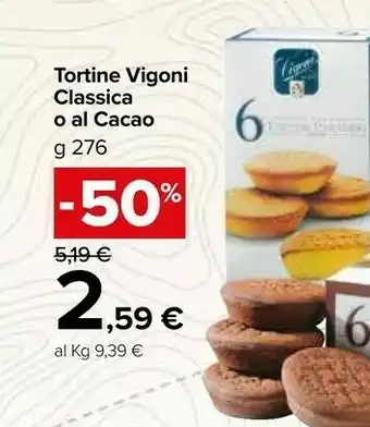 Carrefour Market Vigoni 6 Tortine Paradiso Al Cacao 276 G(ml) offerta