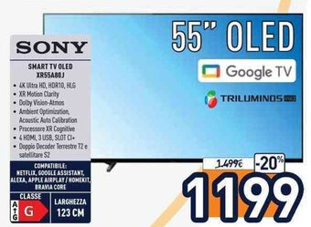 Unieuro Sony Smart TV OLED XR55A80J offerta