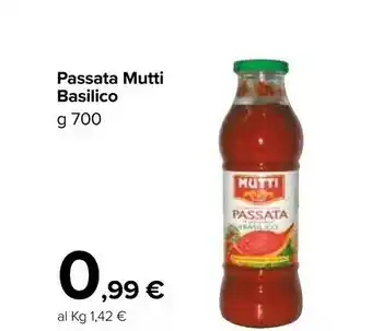 Carrefour Market Mutti La Rossa Passata Di Pomodoro Al Basilico 700 G(ml) offerta