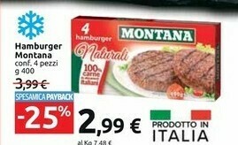 Carrefour Market Montana 4 Hamburger Naturali 400 G(ml) offerta