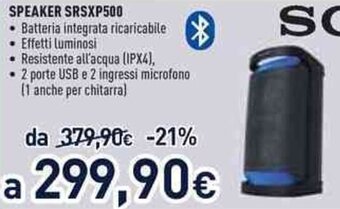 Unieuro Sony Speaker SRSXP500 offerta