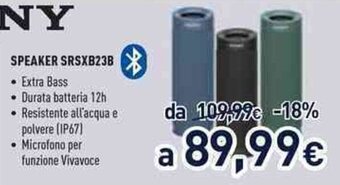 Unieuro Sony Speaker SRSXB23B offerta