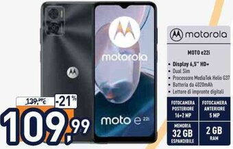 Unieuro Motorola Moto E22i offerta
