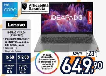 Unieuro Lenovo Ideapad 3 15ALC6 offerta
