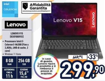 Unieuro Lenovo V15 (82QY000VIX) offerta